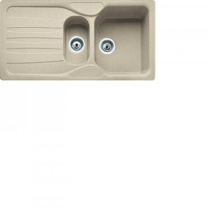 EVIER ALASKA 1B1/2-1EG GRANIT JAUNE PAILLE