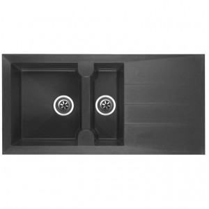 EVIER ALINEO 1 BAC 1/2 - 1 EGOUTTOIR GRANIT NOIR