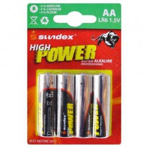  PILE LR6 AA SUPER ALCALINE SUNDEX PACK4