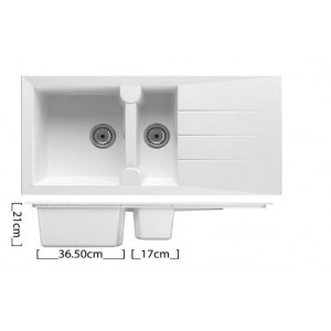 EVIER ALINEO 1 BAC 1/2 - 1 EGOUTTOIR GRANIT BLANC