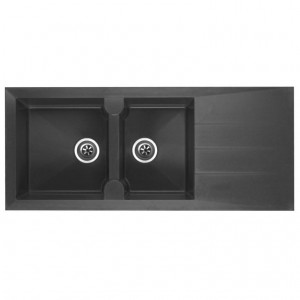 EVIER ALINEO 2 BACS - 1 EGOUTTOIR GRANIT NOIR