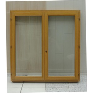 PORTE FENETRE BOIS EXOTIQUE 48MM H215 x L120 2 VANTAUX