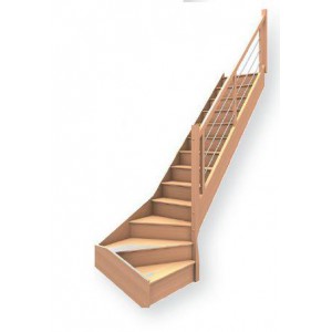 ESCALIER EN HETRE 1/4 TOURNANT BAS  SUR COMMANDE